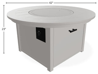 42" Marine Grade Fire Table with Propane Shelf, Warm Gray/Warm Gray