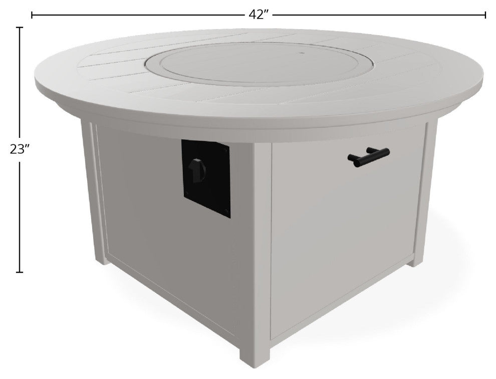 42" Marine Grade Fire Table with Propane Shelf, Warm Gray/Warm Gray