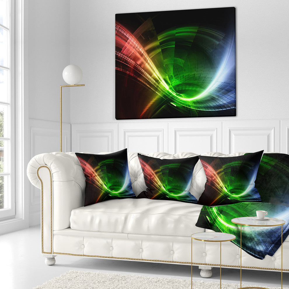 Fractal 3D Colorful Tunnel Contemporary Throw Pillow, 18"x18"