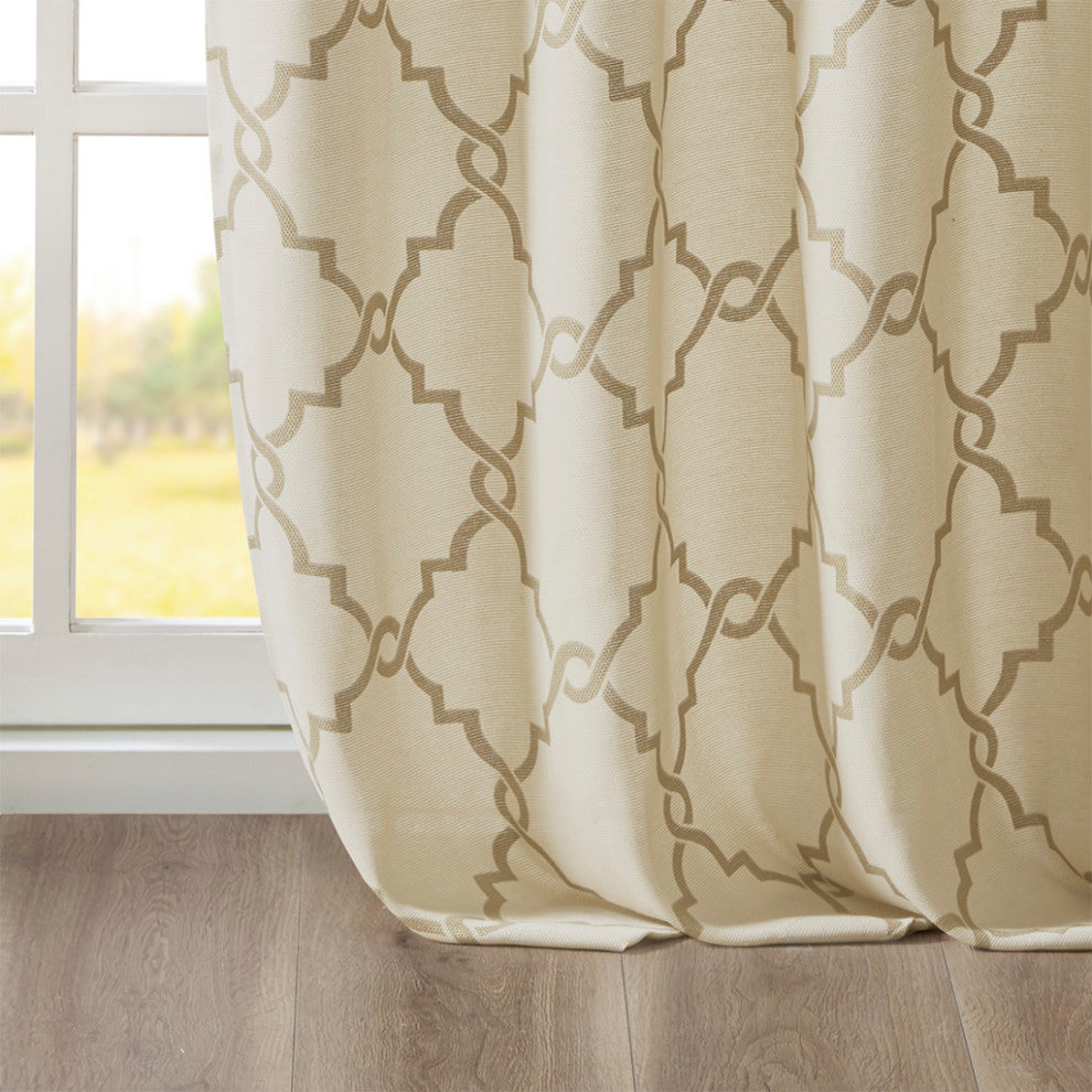 Madison Park Saratoga Fretwork Print Grommet Top Window Curtain Panel