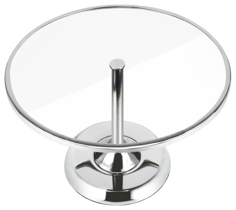Silver Round Glass Top Cake Stand Dessert Display 11.25"