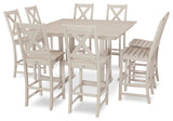 Braxton 9-Piece Farmhouse Trestle Bar Set, Sand