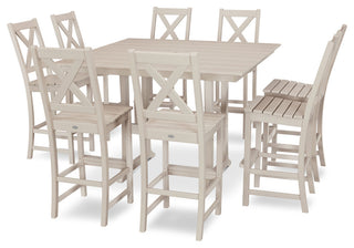 Braxton 9-Piece Farmhouse Trestle Bar Set, Sand