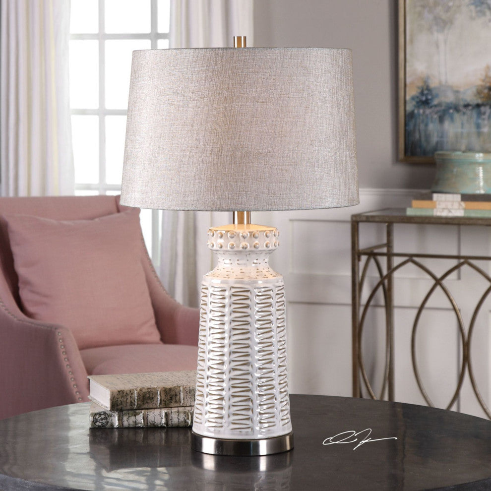 The Distressed White Table Lamp Kansa Distressed White Table Lamp