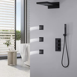 Luxury Complete Shower System With Rough-In Valve, Matte Black