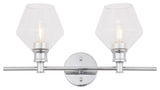 Gene 2 Light Wall Sconce, Chrome And Clear Glass