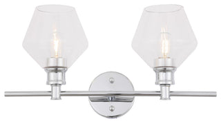 Gene 2 Light Wall Sconce, Chrome And Clear Glass