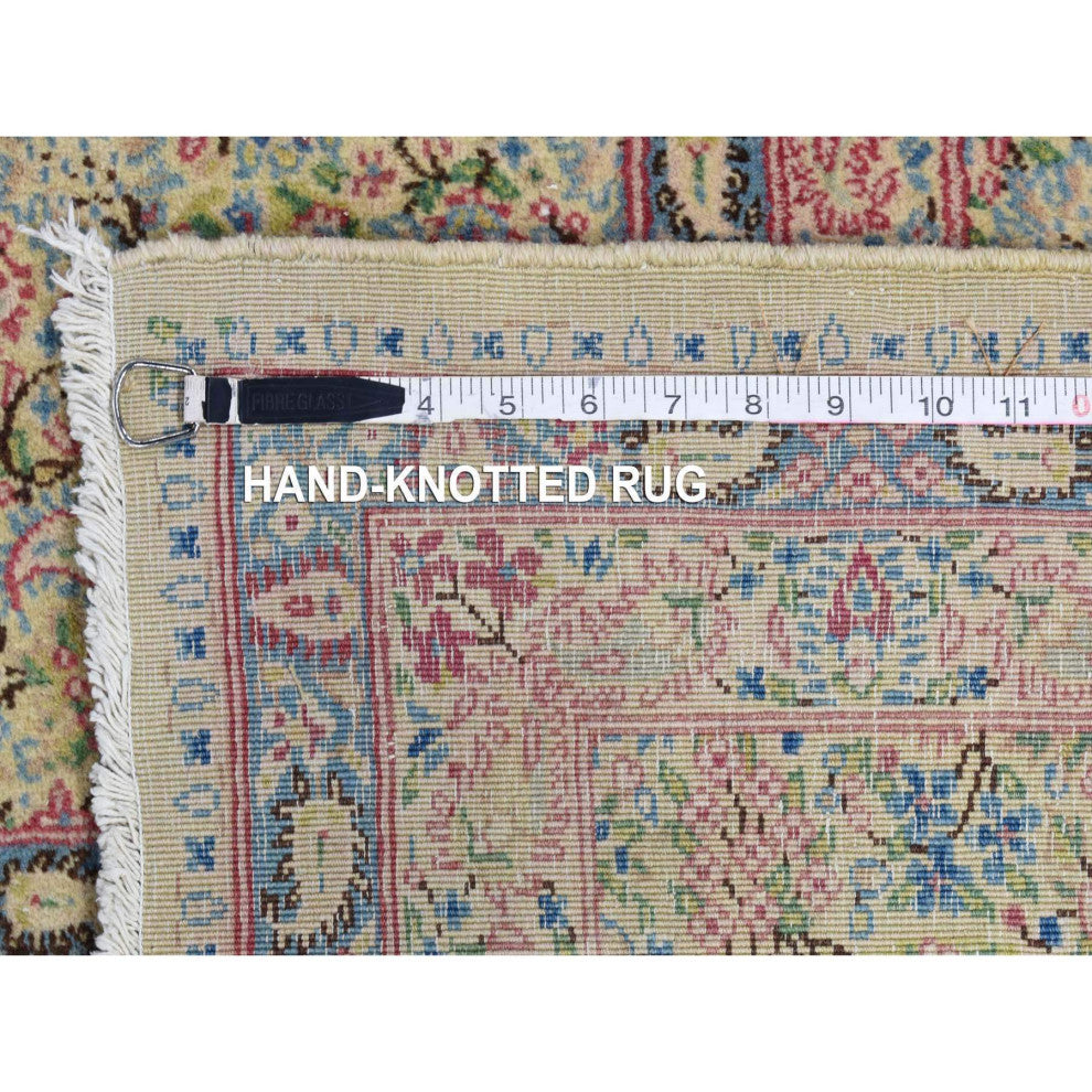 Ivory Antique Persian Kerman, Full Pile Exc Condition Wool Rug, 10'0" x 13'0"