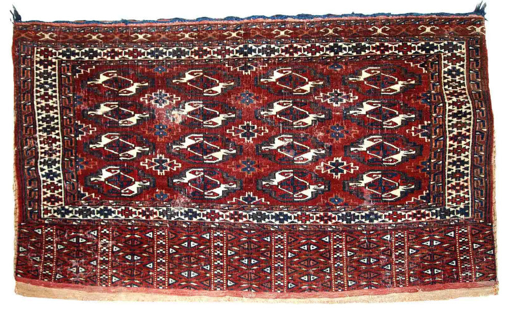 Handmade Antique Turkmen Yomud torba bag 2.2'x3.8', 70cmx118cm 1900s