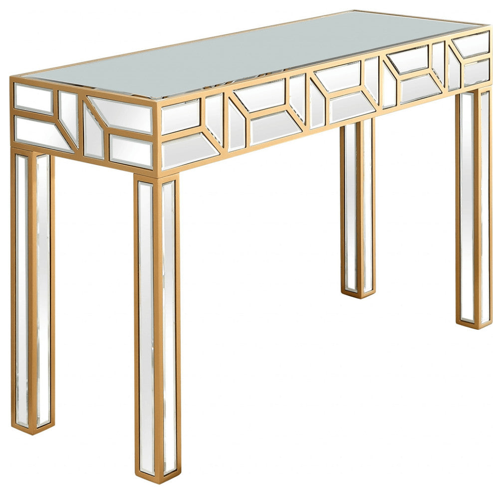 Gold Geometric Console Table