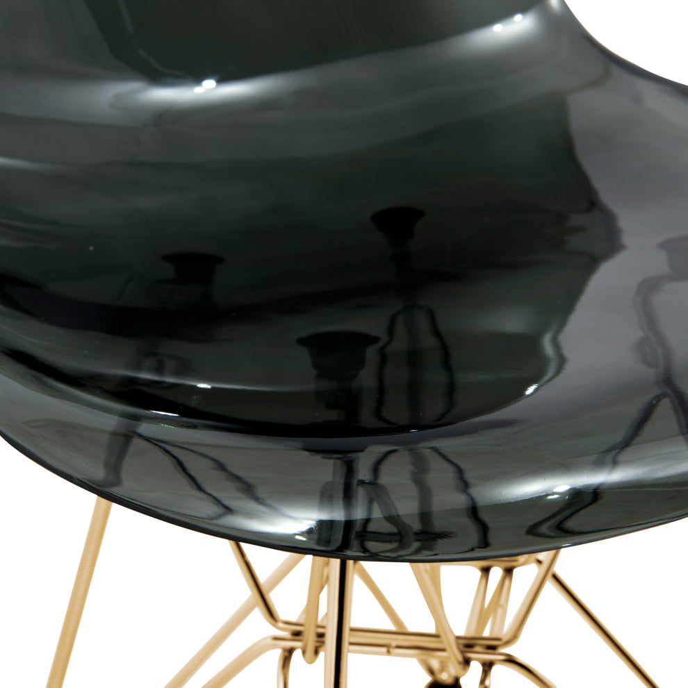 LeisureMod Cresco Molded Eiffel Side Chair With Gold Base, Set of 4 Black