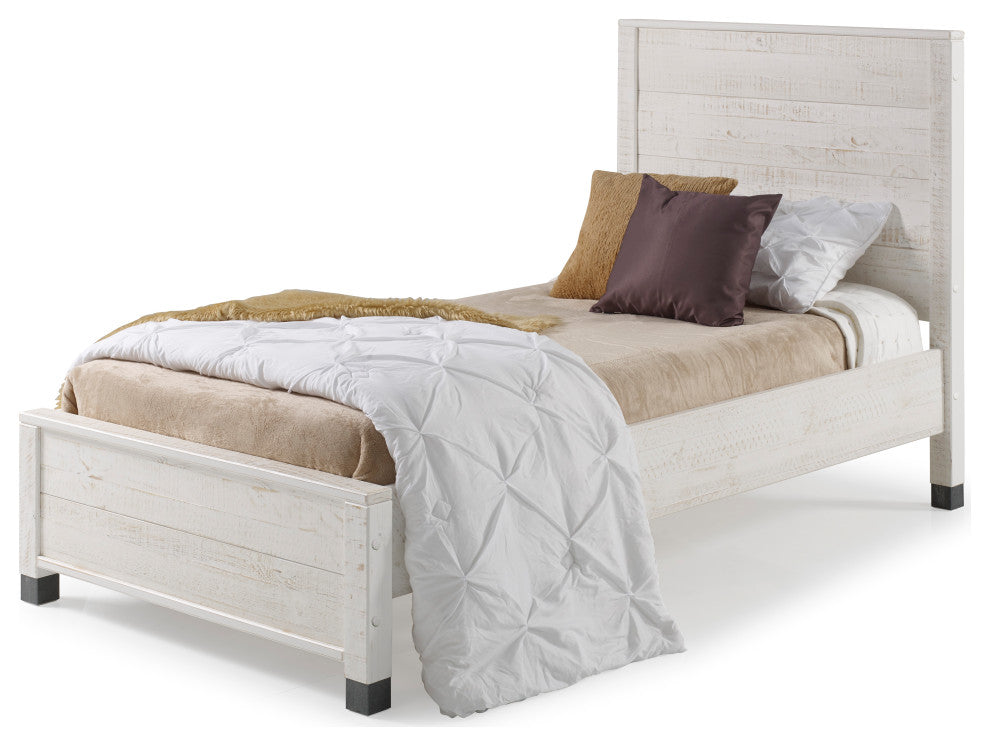 Baja Platform Bed, Shabby White, Twin