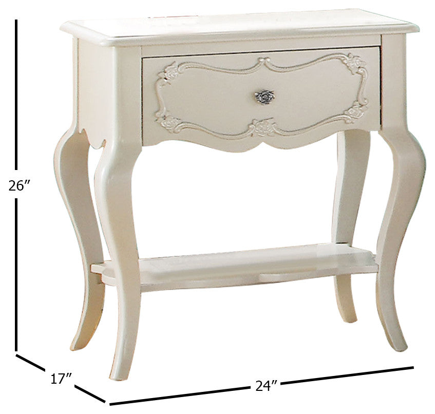 Edalene Nightstand, Pearl White