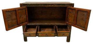 Consigned Antique Chinese Mongolia Cabinet/Buffet Table, Sideboard