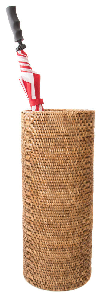 Artifacts Rattan Round Umbrella Basket, Honey Brown