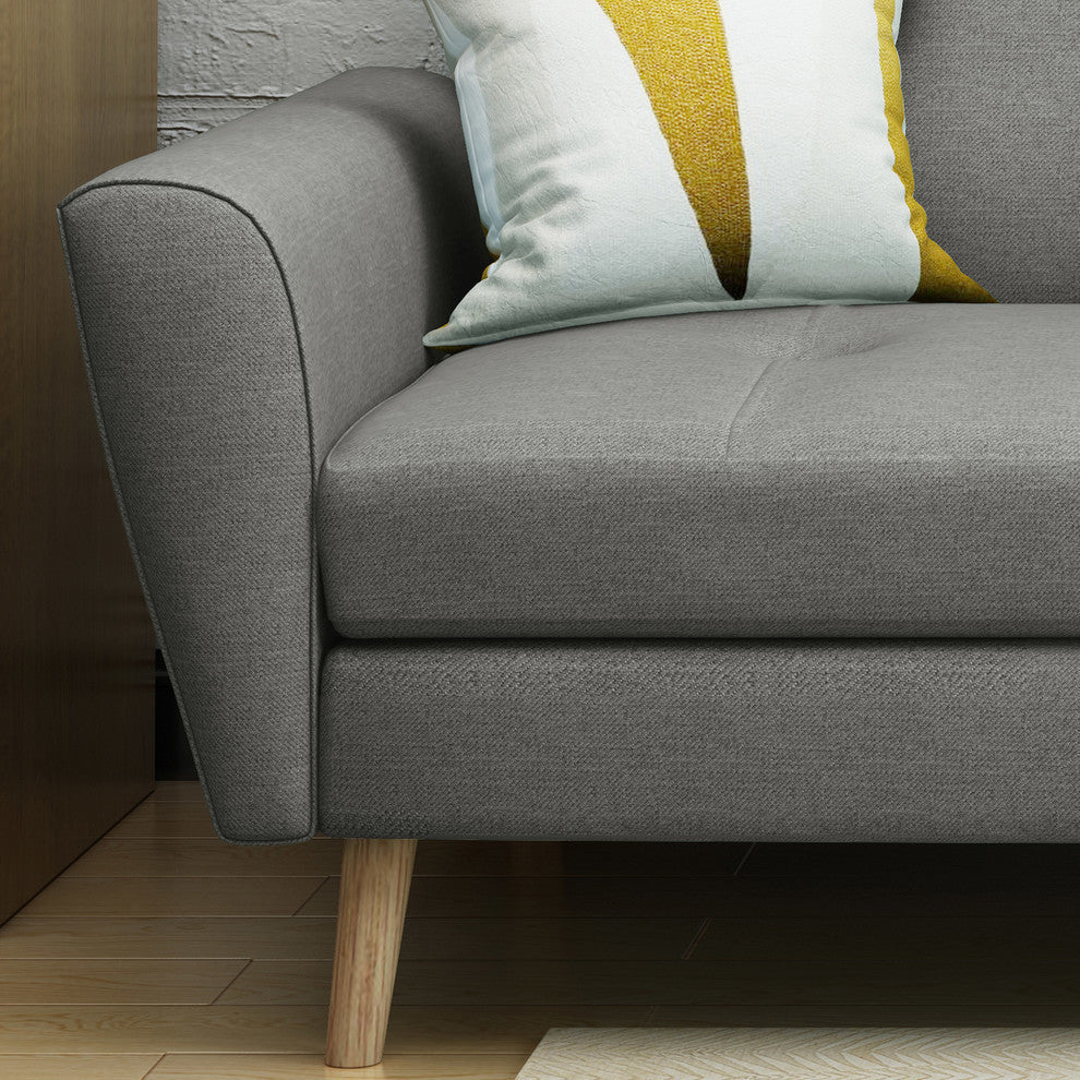 GDF Studio Angelina Mid-Century Fabric Sofa Chat Set, Gray