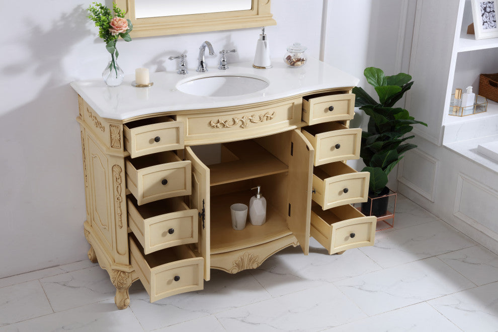 Bathroom Vanity, Light Antique Beige, 48", Single Sink