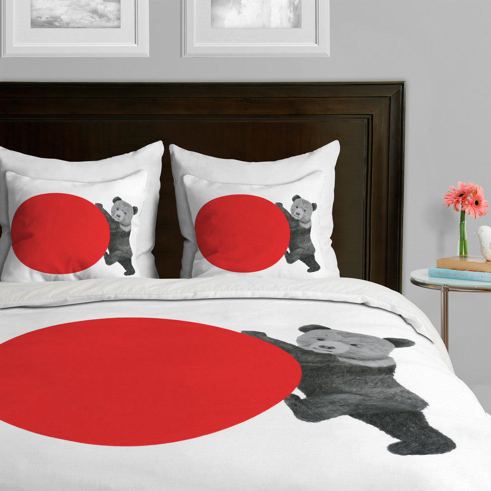 Deny Designs Morgan Kendall Red Bear Duvet Cover - Lightweight