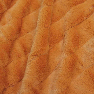 Rabbit Faux Fur Throw Blanket With 2 Pillows, Burnt Orange