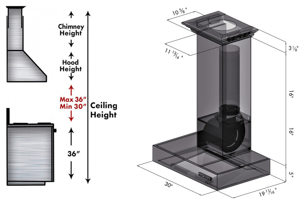 ZLINE 30" Professional Wall Mount Range Hood, Stainless Steel