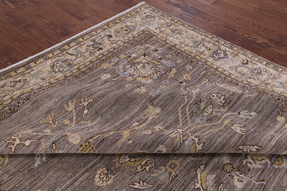 8' 5" X 9' 10" Natural Peshawar Hand Knotted Rug Q4426