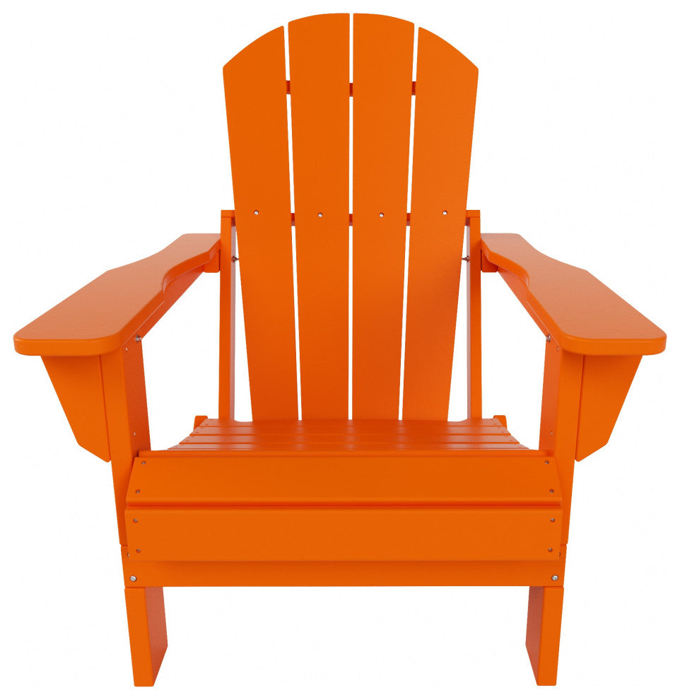 HDPE Outdoor Patio Folding Poly Adirondack Chair, Orange