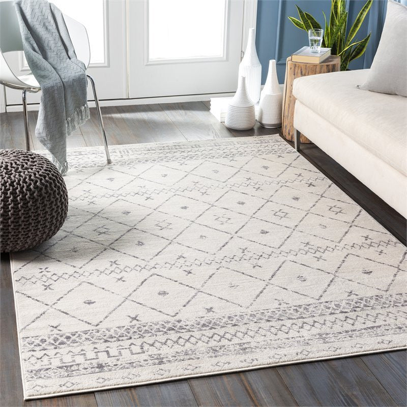 Surya Roma ROM-2338 9'x12'3" Rug, White/Medium Gray