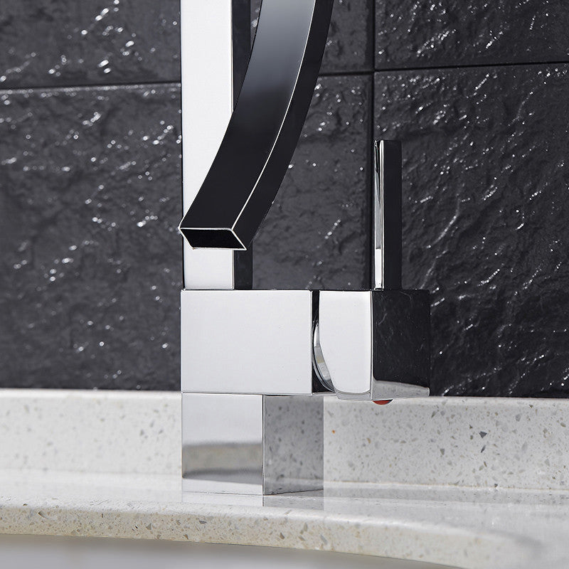 Single Handle Single Hole Bathroom Sink Faucet with Waterfall Spout, Chrome