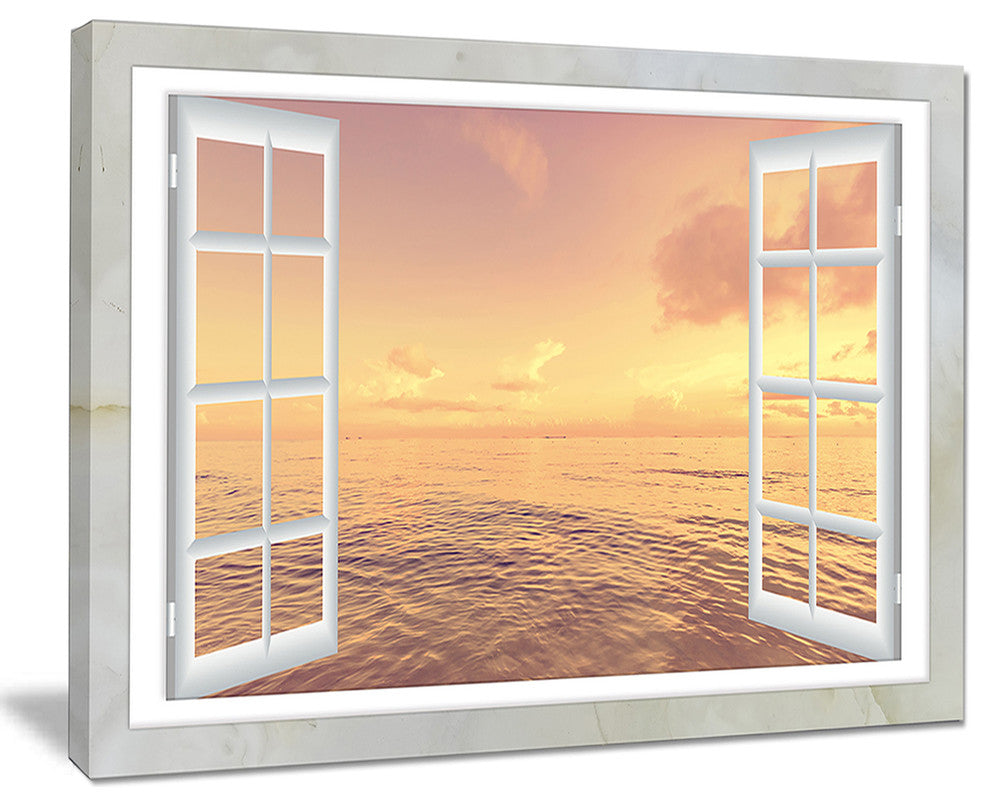 "Open Window To Brown Seashore" Seashore Wall Art, 20"x12"