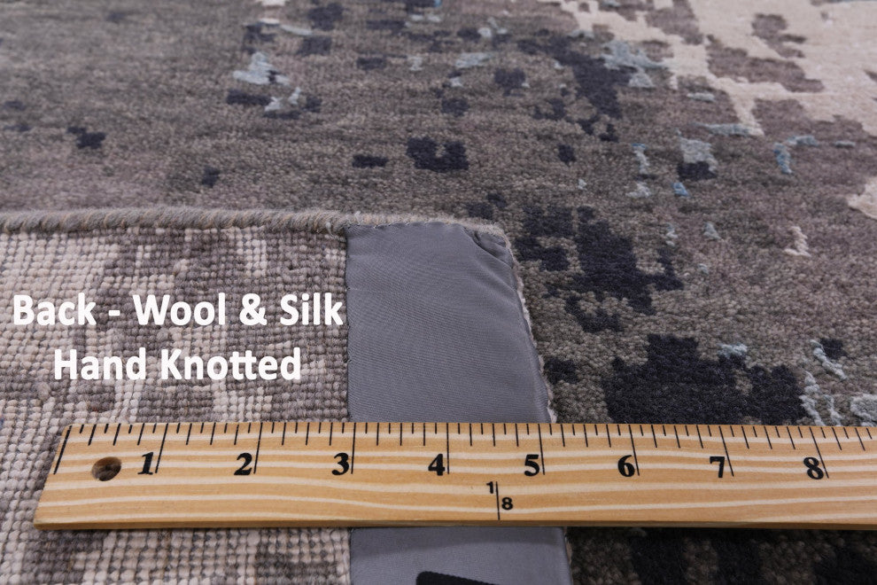 9' 0" X 12' 3" Wool and Silk Handmade Abstract Rug Q6229