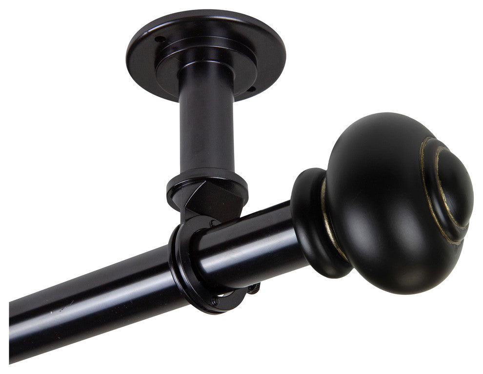 Dani Ceiling 1" Curtain Rod/Room Divider, Black, 48-84"
