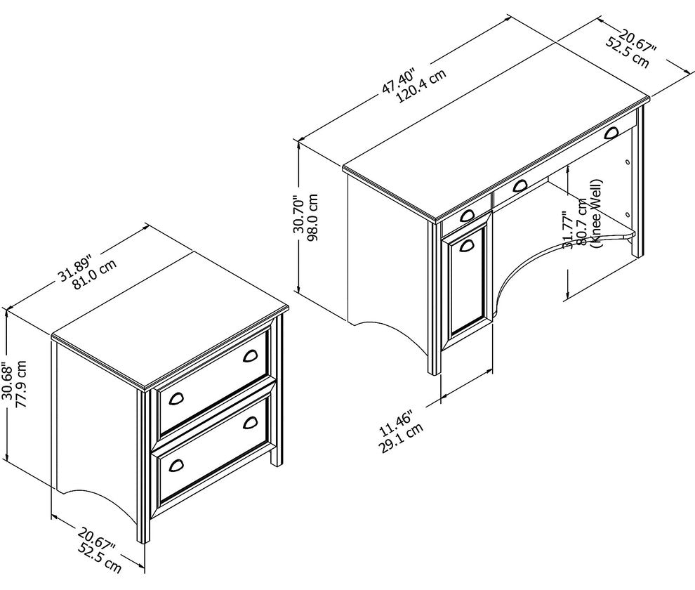 Stanford Computer Desk With 2 Drawer Lateral File Cabinet