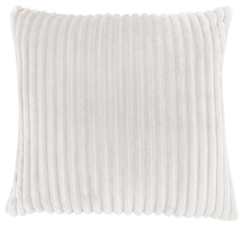 Pillow - 18"X 18" / Ivory Ultra Soft Ribbed Style / 1Pc