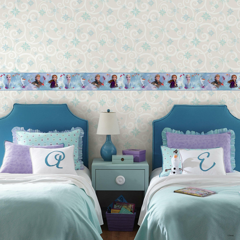 Frozen 2 Peel and Stick Wallpaper Border, White and Blue