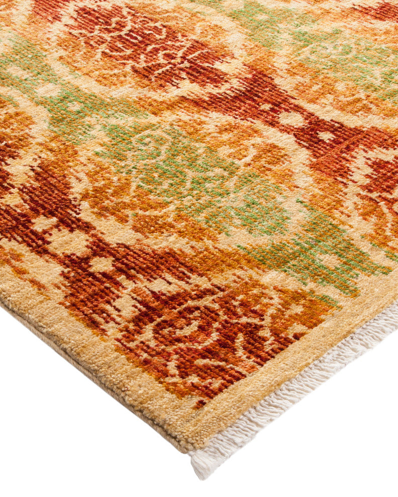 Suzani, One-of-a-Kind Hand-Knotted Area Rug Yellow, 6'2"x8'6"