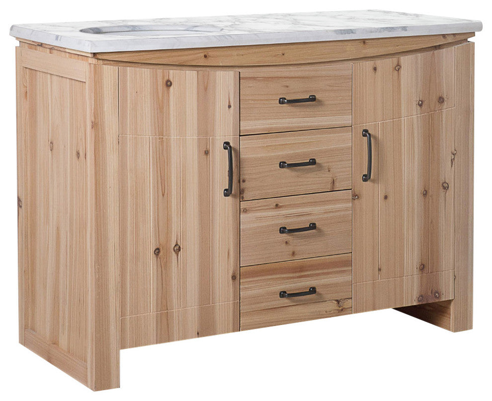 Wallace Solid Fir Single-Sink Vanity, Left Sink, 48", White Top