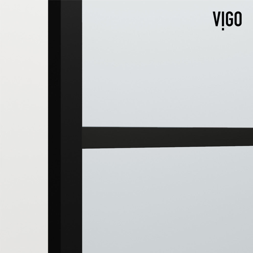 VIGO Mosaic Framed Fixed, Matte Black, Tub Screen, 34" W X 62" H, Clear Glass
