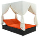2-Piece Outdoor Wicker Patio Sunbed Daybed With Cushions And Adjustable Seats, Black Orange