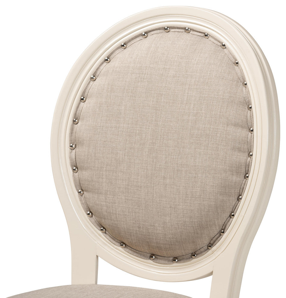 Alba Traditional French Inspired Dining Chair, Set of 2, Gray/White (Fabric)