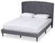 Neda Modern Upholstered Platform Bed, Gray/Dark Brown, King