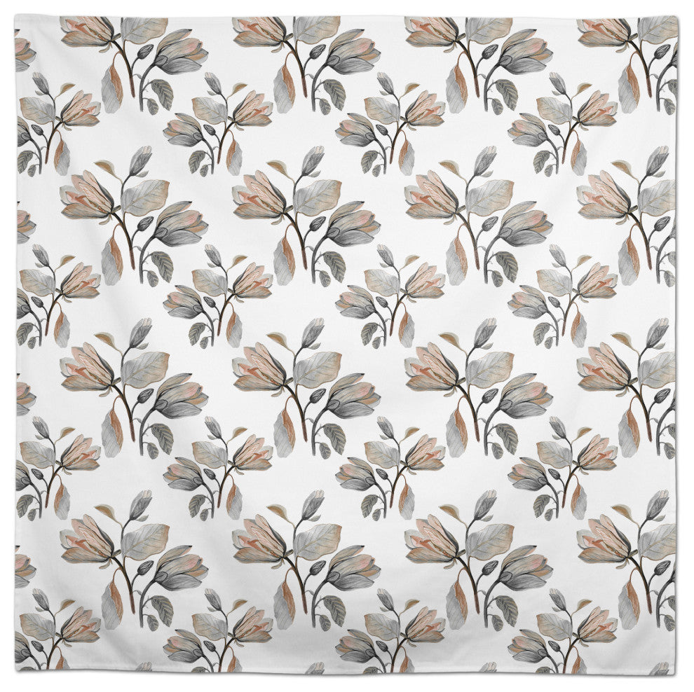 Watercolor Floral Blossoms Gray 2 58x58 Tablecloth