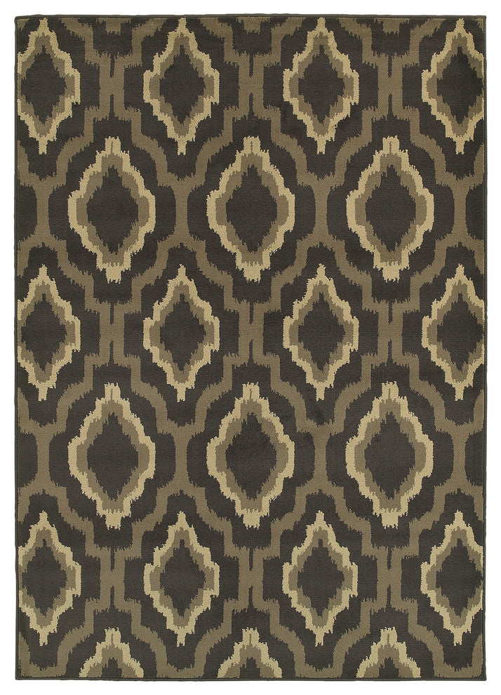 Brayden Ikat Medallions Charcoal/Grey Area Rug, 9'10"x12'10"