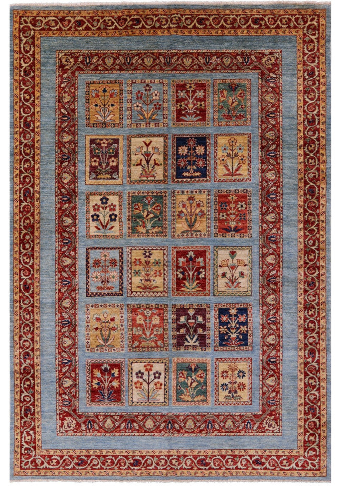 6' 6" X 9' 8" Persian Garden Design Handmade Rug Q10655