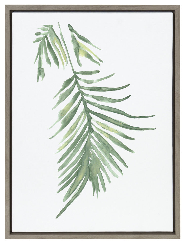 Sylvie Palm Leaf Framed Canvas by Viola Kreczmer, Gray 18x24