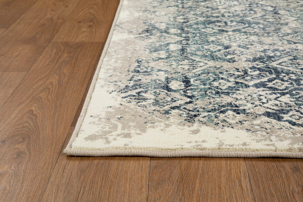 Heritage Anna Distressed Moroccan Area Rug, Ivory/Blue, 2'2 X 7'11 Runner
