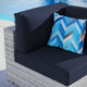 Lounge Chair, Rattan, Wicker, Gray Blue Navy, Modern, Outdoor Patio Cafe