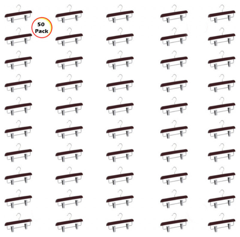 Abs Plastic Trouser Skirt Hangers, Perfect for Skirts, Pants, Slacks, Jeans, Burgundy, 50-Pack