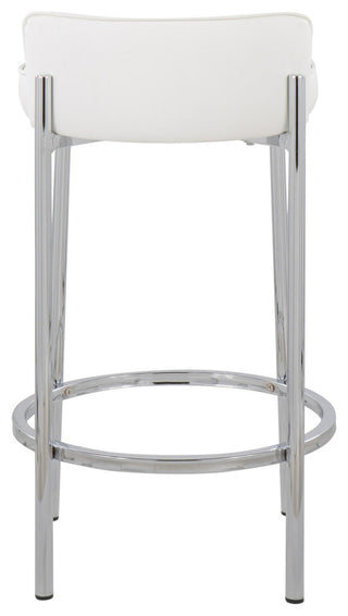 Chloe Counter Stool, Set of 2, Chrome, White PU