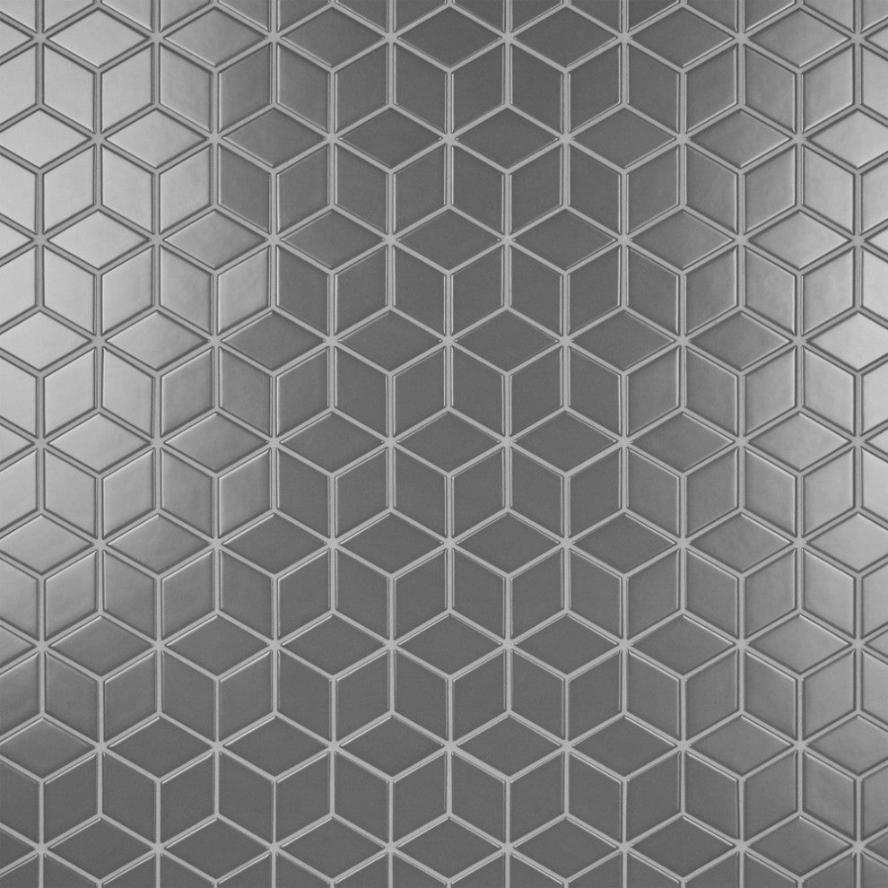 Metro Rhombus Mosaic Floor and Wall Tile, Matte Grey