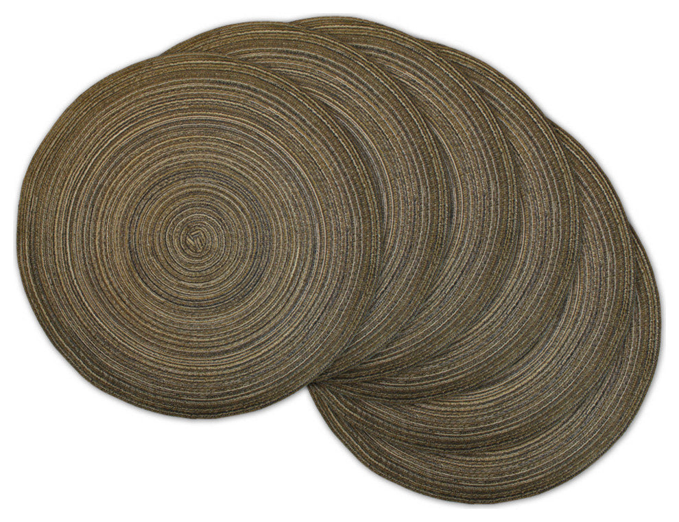 DII Variegated Brown Round Polypropylene Woven Placemat (Set of 6)